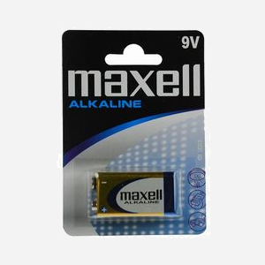 Batterie Maxell Alcaline 9V Usage Unique - Format Prismatique Rectangle, 1.5V, Conditionnement Blister (17x120x83mm), Poids 44.3g, Référence 150259