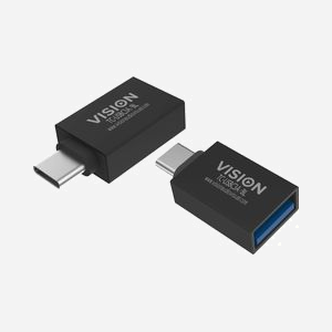 Vision TC-USBC3A/BL Adaptateur USB-C Mâle vers USB 3.0 A Femelle Noir, Transfert 5Gbit/s, Contacts Nickel, Certifié CE/FCC - Miniature 1