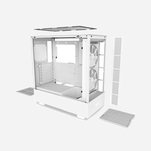 NZXT H5 Elite Blanc - Boîtier PC Midi Tower ATX/EATX/mATX/Mini-ITX, 1x 3.5", 2x 2.5", 2x 140mm Avant, USB 3.2 Gen 1/Gen 2 Type-A/Type-C - Miniature 5