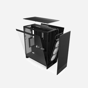 NZXT H7 Flow RGB - Boîtier PC Midi Tower Noir, ATX/EATX/microATX/Mini-ITX, 3x120mm avant, Baies 2.5/3.5", Radiateurs 360/420mm, Verre trempé - Miniature 5