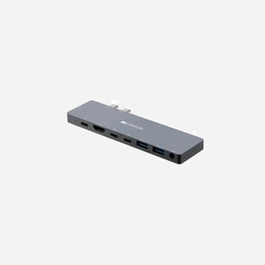 Station d'accueil Canyon CNS-TDS08DG Gris : 2x USB 3.2 Gen 1 Type A, 2x USB 3.2 Gen 1 Type C, 2x HDMI, 1x Thunderbolt 3, Port casque 3.5mm.