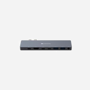 Station d'accueil Canyon CNS-TDS08DG Gris : 2x USB 3.2 Gen 1 Type A, 2x USB 3.2 Gen 1 Type C, 2x HDMI, 1x Thunderbolt 3, Port casque 3.5mm. - Miniature 3