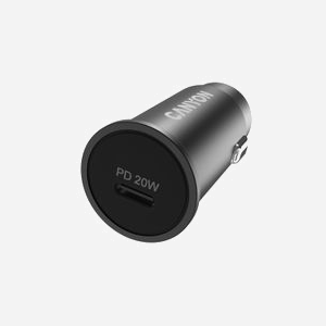 Canyon CNS-CCA20B Chargeur Auto USB-C 20W Charge Rapide 12/24V Noir Compatible Smartphones, Tablettes, GPS, MP3/4 avec Certification CE/RoHS - Miniature 1