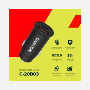 Canyon CNS-CCA20B03 Chargeur Auto Allume-Cigare USB-A 3.2 Gen 1 + USB-C, Charge Rapide, 12/24V, 30W Max, Noir, CE/RoHS - Miniature 4