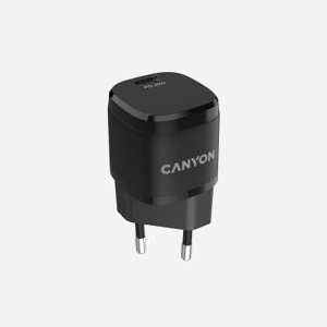 Canyon CNE-CHA20B05 Chargeur Secteur Universel 20W, USB Type-C, 5-12V/3A, Protections Surtension/Surchauffe/Court-circuit, Noir, 100-240V