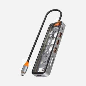 Canyon CNS-TDS13 Hub USB-C 5Gbps 7-Ports (3x USB 3.2 Gen 1 Type-A, 1x Type-C, 1x HDMI 4K 30Hz, Lecteur SD/MicroSD) Gris, Power Delivery 100W - Miniature 2