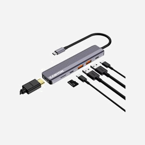 Canyon CNS-TDS17 Hub USB Type-C vers HDMI 4K 60Hz, 2x USB 3.2 Gen 1 Type-A, 2x USB Type-C, Lecteur MicroSD, 10000 Mbit/s, Support Windows/macOS/Android - Miniature 3