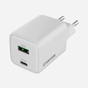 Canyon CNS-CUW45AC Chargeur Secteur Universel Blanc 45W, 1x USB Type-C (45W), 1x USB 3.2 Gen 1 Type-A (18W), Charge Rapide GaN, Protections Multiples - Miniature 4