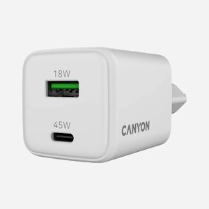 Canyon CNS-CUW45AC Chargeur Secteur Universel Blanc 45W, 1x USB Type-C (45W), 1x USB 3.2 Gen 1 Type-A (18W), Charge Rapide GaN, Protections Multiples - Miniature 5