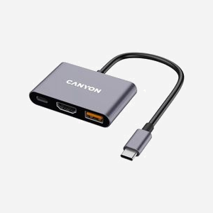 Canyon CNS-TDS4 Hub USB Type-C vers HDMI/USB 3.2 Gen 2 Type-A/Type-C, 10 Gbit/s, Aluminium Gris, Résolution HDMI 4K, Compatible Windows/macOS/Android - Miniature 2