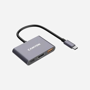 Canyon CNS-TDS4 Hub USB Type-C vers HDMI/USB 3.2 Gen 2 Type-A/Type-C, 10 Gbit/s, Aluminium Gris, Résolution HDMI 4K, Compatible Windows/macOS/Android - Miniature 4