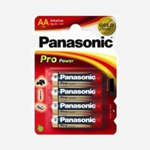 Panasonic LR6PPG/4BP : Lot de 4 piles AA-M Alcaline 1.5V à usage unique - Dimensions 14.5x14.5x50.5mm - Poids unitaire 23.1g