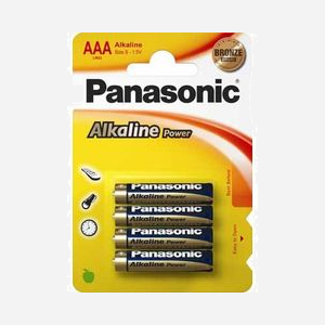 Panasonic LR03APB/4BP - Pile Alcaline AAA 1.5V Usage Unique (Lot de 4) - Dimensions 10.5x10.5x44.5mm - Poids 10.8g