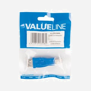 Valueline VLCP61900L Adaptateur USB B Mâle vers USB A Femelle Bleu, Boîtier Plastique, 95x25x125mm (LxPxH), Conditionnement Blister - 1 Pièce - Miniature 5
