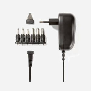 Nedis Adaptateur Secteur Universel ACPA001 12W 3-12V 2A avec 6 Connecteurs, Type C, Câble 1.8m, ABS Noir, Entrée 100-240V - Miniature 1
