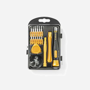 Nedis Kit d'Outils Réparation Électronique CSTS10017 - 17 outils, Tournevis Pentalobe/Phillips/Fente/Torx/Tri-Wing, 12 Bits, 105x156mm