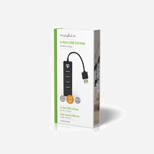 Hub USB 2.0 Nedis UHUBU2420BK, 4 Ports USB 2.0, Taux de Transfert 480 Mbit/s, Alimentation USB 5V/0.5A, Câble 0.1m, Noir - Miniature 5