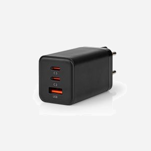 Nedis Chargeur Mural Universel GaN 65W - 2x USB-C (5-20V/3.25A) + 1x USB-A (5V/3A) - USB Power Delivery 3.0 - Secteur - Noir - Miniature 3