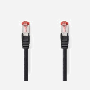 Nedis Câble Réseau Cat6 S/FTP (S-STP) 3m Noir, Connecteurs RJ-45 Plaqué Or, 1000 Mbit/s, 250 MHz, AWG27, LSZH, Cuivre, Diamètre 6.2mm