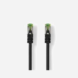 Câble Réseau Nedis Cat7 S/FTP 2m, Connecteurs RJ-45 Plaqué Or, 10 Gbps, 600 MHz, Conducteur Cuivre AWG26, Gaine LSZH, Noir, Ø5.8mm