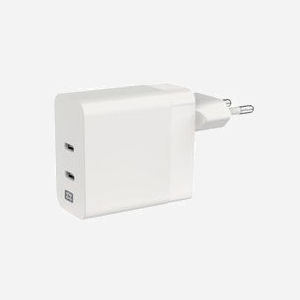 XtremeMac XWH-SPC60-03 Chargeur Secteur USB-C 65W (100-240V) Blanc - 2 Ports USB-C, Charge Rapide, Intérieur - Compatible Smartphones, Tablettes, MacBook, iPads
