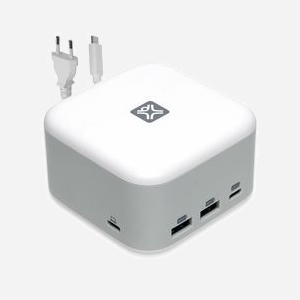 XtremeMac XWH-XCP-03 Station d'accueil USB-C 3.2 Gen 1, 2x USB-A 3.2 Gen 1, 2x USB-C 3.2 Gen 1, HDMI, RJ-45, Alimentation 130W, Aluminium, Blanc