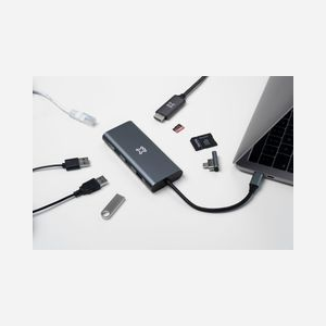 XtremeMac XWH-HUB8-13: Hub USB Type-C 40Gbit/s, 8 Ports (HDMI 4K, RJ45, USB 3.0), Lecteur Cartes SD/SDHC/SDXC, Gris - Miniature 3