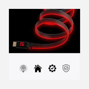 Câble HDMI Floating Grip FG-HDMILED-300-RED 3m, HDMI 2.1 Type A Mâle/Mâle, Résolution 7680 x 4320, 120Hz, Canal Ethernet, Éclairage LED Rouge - Miniature 3
