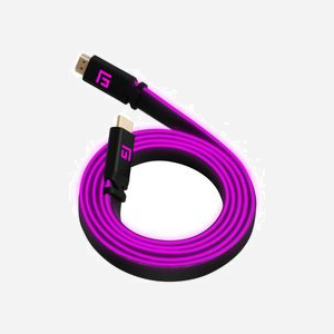 Floating Grip FG-HDMILED-300-PINK Câble HDMI 2.1 3m Type A Mâle-Mâle Noir, Ethernet, 4K/120Hz & 8K, Éclairage LED Rose, Câble Plat - Miniature 1