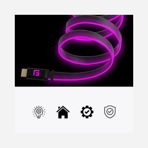 Floating Grip FG-HDMILED-300-PINK Câble HDMI 2.1 3m Type A Mâle-Mâle Noir, Ethernet, 4K/120Hz & 8K, Éclairage LED Rose, Câble Plat - Miniature 3