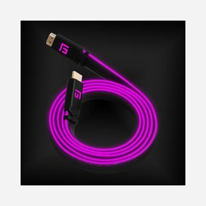 Floating Grip FG-HDMILED-300-PINK Câble HDMI 2.1 3m Type A Mâle-Mâle Noir, Ethernet, 4K/120Hz & 8K, Éclairage LED Rose, Câble Plat - Miniature 4