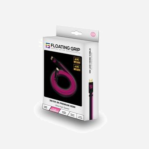 Floating Grip FG-HDMILED-300-PINK Câble HDMI 2.1 3m Type A Mâle-Mâle Noir, Ethernet, 4K/120Hz & 8K, Éclairage LED Rose, Câble Plat - Miniature 5