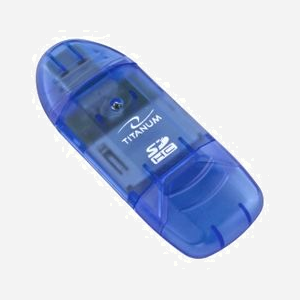 TITANUM TA101B Lecteur de cartes mémoire USB 2.0, 480 Mbit/s, compatible MMC, MS Duo, MS PRO Duo, RS-MMC, SD, SDHC, xD, couleur Bleu, support Windows, Mac OS et Linux - Miniature 1