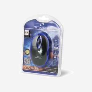 Souris Optique sans fil Esperanza TM116B Titanum, 1000 DPI, RF 2.4GHz, 3 Boutons, Ambidextre, Noir/Bleu, PC/Ordinateur portable - Miniature 1