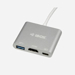 iBox IUH3CFT1 Station d'accueil USB 3.2 Gen 1 Type-C Argent avec HDMI, USB-A et USB-C, Dimensions 50x56x10mm, Câble 0.11m - Miniature 2