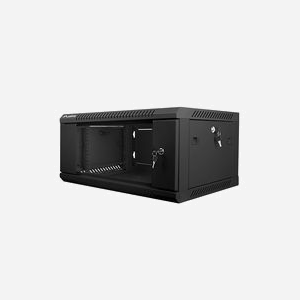 Lanberg WF01-6404-10B Rack Mural 4U 60kg Acier/Verre Trempé 600x450mm Profondeur Intérieure 35.5cm IP20 avec Rails et Gestion Optimisée des Câbles - Miniature 1