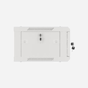 Lanberg WF01-6404-10S Rack Mural 4U 600x450mm Acier Gris Porte Verre Trempé 2 Ventilateurs 230V Charge Max 60kg
