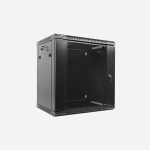 Lanberg WF01-6412-10B : Rack Mural 12U, Charge Max 60kg, Acier Noir, Porte Verre Trempé, 600x450x640mm, IP20, 2 Ventilateurs, Rails 19"
