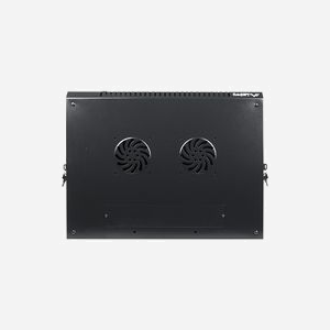 Lanberg WF01-6412-10B : Rack Mural 12U, Charge Max 60kg, Acier Noir, Porte Verre Trempé, 600x450x640mm, IP20, 2 Ventilateurs, Rails 19" - Miniature 2