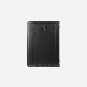 Lanberg WF01-6412-10B : Rack Mural 12U, Charge Max 60kg, Acier Noir, Porte Verre Trempé, 600x450x640mm, IP20, 2 Ventilateurs, Rails 19" - Miniature 4