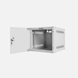 Lanberg WF10-2304-10S Étagère Rack Murale 4U Gris Acier Porte Verre Trempé, Charge 20kg, 280x310x247mm, 1 Ventilateur 230V, Fournie avec Écrous - Miniature 1