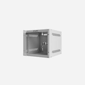 Lanberg WF10-2304-10S Étagère Rack Murale 4U Gris Acier Porte Verre Trempé, Charge 20kg, 280x310x247mm, 1 Ventilateur 230V, Fournie avec Écrous - Miniature 3