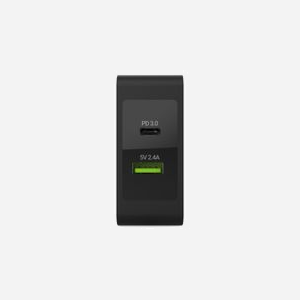 Green Cell CHAR10 Chargeur Secteur Universel Noir - USB-A 2.4A + USB-C 45W Power Delivery 3.0 - Protections Surtension/Surchauffe/Court-circuit - Miniature 3