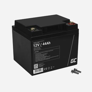 Batterie Green Cell AGM23 VRLA 12V 44Ah, dimensions 197x165x170mm, poids 12.7kg, technologie Sealed Lead Acid, durée de vie estimée 5 ans.