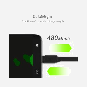 Green Cell KABGC03 - Câble USB 0.25m USB-A vers USB-C Mâle-Mâle, 480 Mbit/s, Noir. Conforme USB 2.0. - Miniature 5