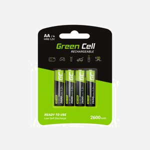Green Cell GR01 Pack de 4 Piles Rechargeables AA NiMH 1.2V 2600mAh - Dimensions 1.45cm x 50.5mm