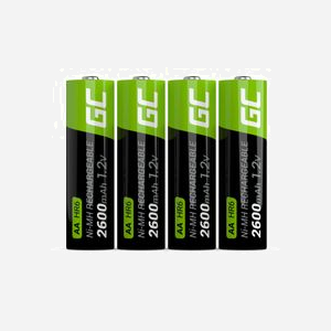 Green Cell GR01 Pack de 4 Piles Rechargeables AA NiMH 1.2V 2600mAh - Dimensions 1.45cm x 50.5mm - Miniature 2