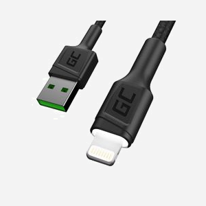 Green Cell KABGC05 : Câble Lightning vers USB A 1.2m Noir - 2.4A - Débit 480 Mbit/s - Connecteurs Mâle Droit - 1 pièce - Miniature 1