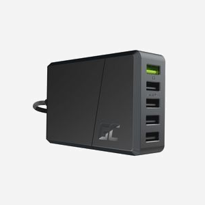 Green Cell CHARGC05 - Chargeur Secteur Universel 5 Ports USB 2.0, 52W, Quick Charge 3.0, 100-240V, Protections Surchauffe, Noir