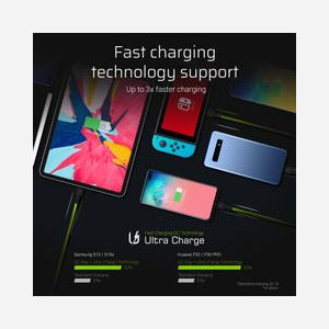 Green Cell KABGC13 Câble USB 2.0 A vers USB-C, 2m, Noir, 480 Mbit/s, Éclairage Vert, Connecteurs Mâles Droit - Miniature 5